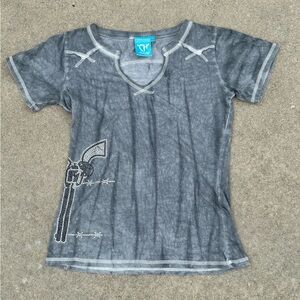 Y2k Mcbling Grunge Revolver Rhinestone Tee